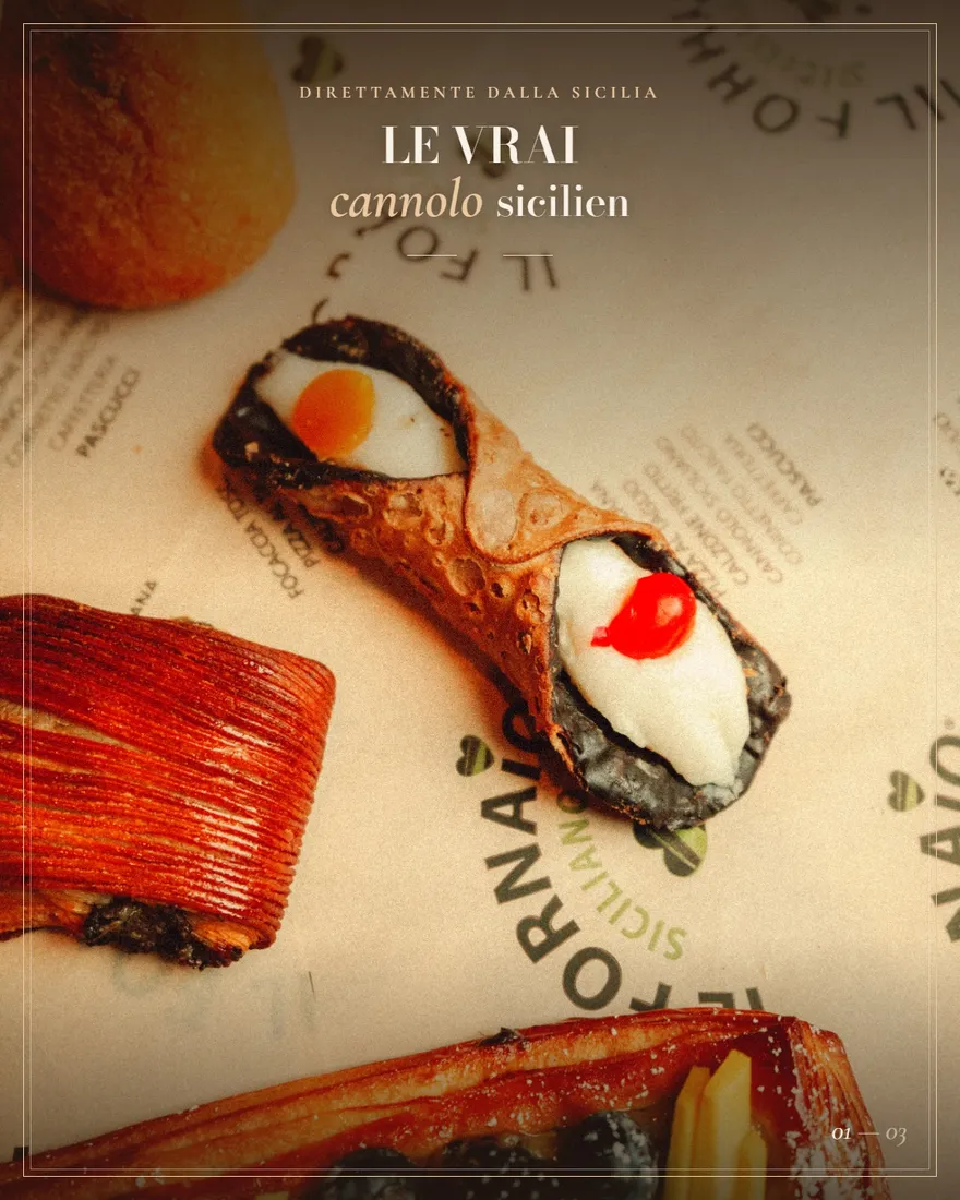 Carrousel Instagram « Le vrai cannolo sicilien » produit pour Il Fornaio Siciliano.