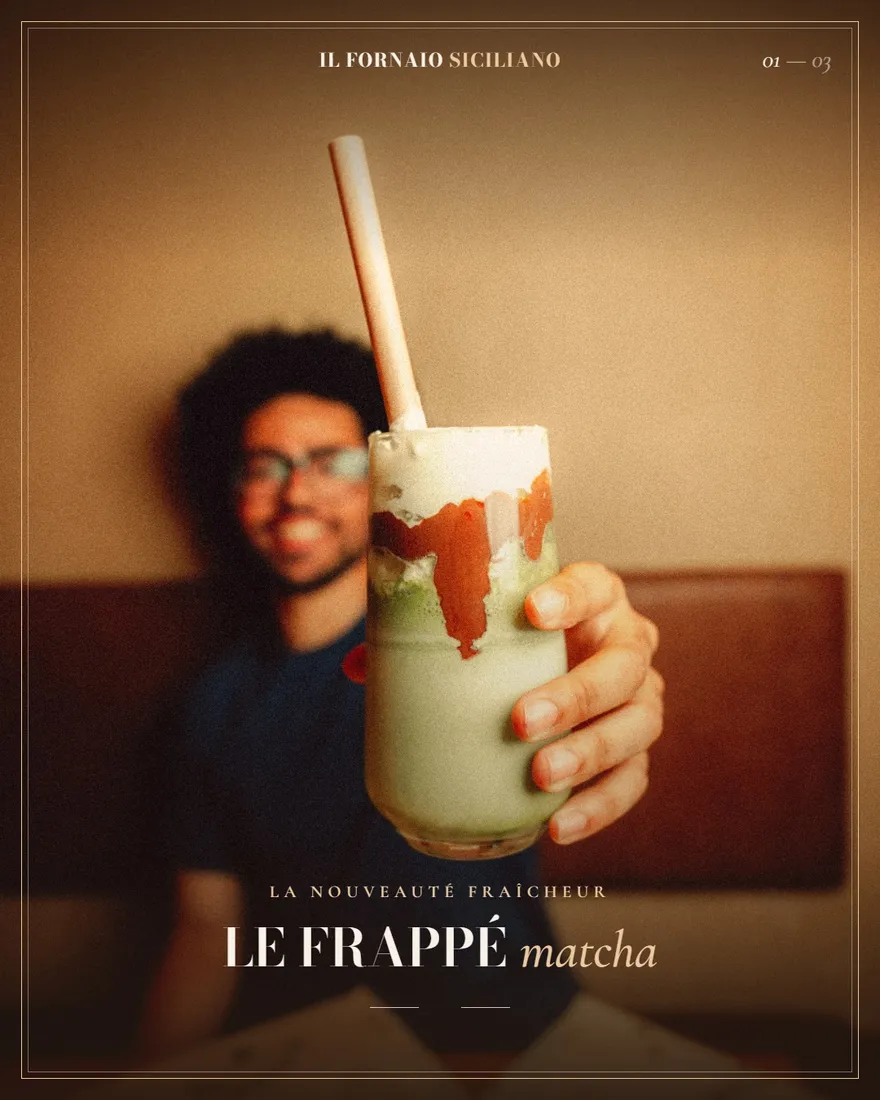 Carrousel Instagram « Le frappé matcha » produit pour Il Fornaio Siciliano.