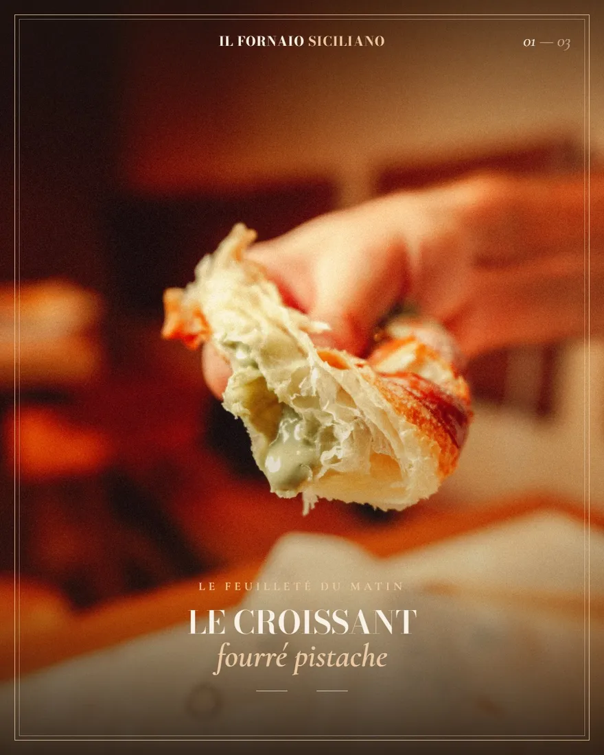 Carrousel Instagram « Le croissant fourré pistache » produit pour Il Fornaio Siciliano.