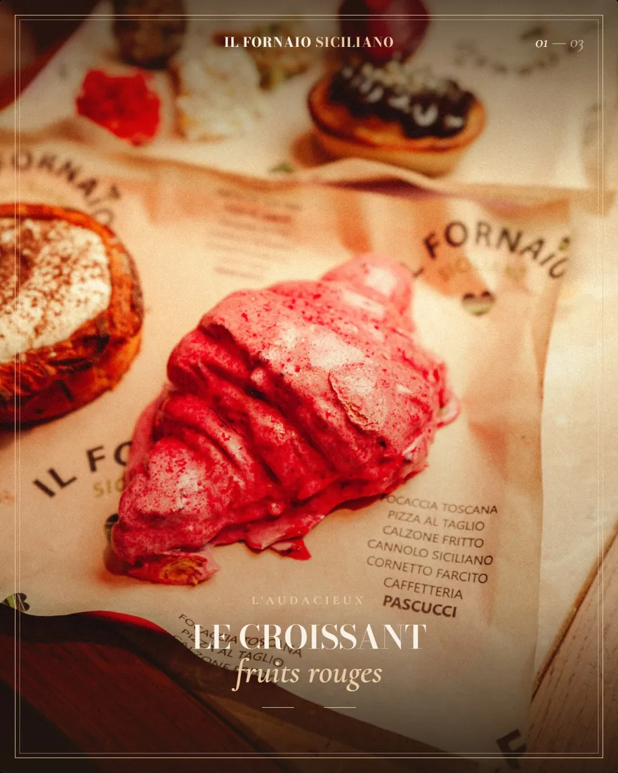 Carrousel Instagram « Le croissant fruits rouges » produit pour Il Fornaio Siciliano.
