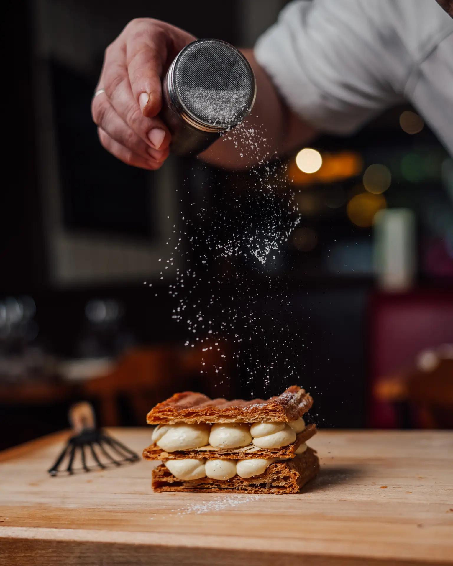 Millefeuille saupoudré de sucre glace, production AgenceFood